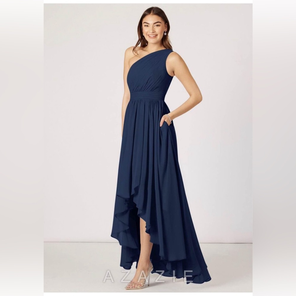 Azazie Mathilda Bridesmaid Dresses Size A16 Dark Navy